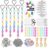 Equsion 423 Pcs/30 Sets Religious Crafts Keychain Beads Making Kit with Jelly Bean Prayer Cards Colorful Beads for Christian Chu