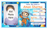 Customized Name Slip, Label Sticker, Naming Slip with Your Kids Picture for School Notebook & Copy Cute Astronaut & Galaxy Theme