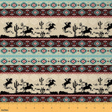 Feelyou Red Green Western Upholstery Fabric for Chairs Southwestern Fabric by The Yard Galloping Horse Wild Western Cowboy Geome
