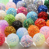 BERMRO 50pcs 20mm Rhinestone Beads Shine Disco Ball Beads Chunky Bubblegum Beads Crystal Round Beads for Pen Bag Chain Jewelry M