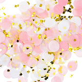 Premium 1inch Round Tissue Paper Party Table Confetti 50 Grams (Pink, White, Gold Mylar Flakes)