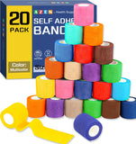 AZEN 20 Pack Self Adhesive Bandage Wrap, Elastic Cohesive Bandage Wrap, Color Athletic Tape, Vet Wrap, Ankle Tape