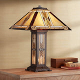 Franklin Iron Works Drake Mission Collection 25 1/2 High Tiffany-Style Farmhouse Rustic Southwestern Table Lamp Night Light Pull