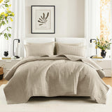 Comfort Spaces Queen Quilt Set Modern Reversible Plaid Coverlet Queen Bedding Set Cozy Quilted Winter Layer, All Season Lightwei