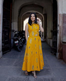 Anni Designer Women'S Rayon Viscose Printed Skirt And Top Dress Set (Bijapur Yellow-Vks01_M_Yellow_Medium),Yellow,M,Rayon,Shirt,