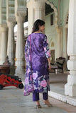 Gosriki Women'S Cotton Blend Straight Printed Kurta With Pant & Dupatta (Yuji Purple-Gs_Xl_Purple_X-Large),Purple,,B0CQPJDLTN