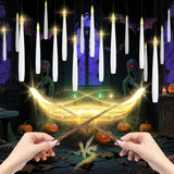 LUSHARBOR Floating Candles with Wand, 20 Pack Halloween Battery Operated LED Hanging Candles Electric Floating Candle for Hallow