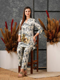 Anni Designer Women'S Cotton Blend Printed Ethnic Co-Ord Set (Tamar Grey-Nw_Xl_Grey_X-Large),Grey,XL,,,