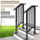 VIVOHOME 2-Pack Galvanized Steel Hand Rails for Outdoor Steps - 13.5 Black Oval and Safety Balusters Exterior Railing Kit for Po
