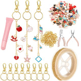 VioraWhite 213 Pcs Lip Gloss Keychain Making Kit 100 Pink Enamel Charms 32.81 ft Gold Chains for DIY Crafts Women(Stylish)