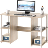 SHW 38-Inch Home Office Wood Desk with Double Sided Shelves, Oak