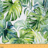 Tropical Fabric by The Yard, Tree Decorative Fabric, Green Plant Palm Leaves Upholstery Fabric, Jungle Botanical Leaf Quilt Fabr