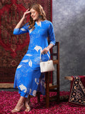 Anni Designer Women'S Rayon Blend Straight Printed Kurta With Pant (Anaar-Blue-Vks02_S_Blue_Small),Blue,S,,,