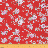 Feelyou Retro Red Rose Upholstery Fabric for Chairs 10 Yards Vintage Garden Flower Fabric by The Yard for Kids Botanical Herbs F