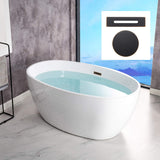 WOODBRIDGE 55 Acrylic Freestanding Bathtub Contemporary Soaking White Tub with Oil-Rubbed Bronze Overflow and Drain
