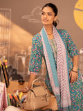 Libas Womens Printed Cotton Straight Kurta With Salwar And Dupatta Blue L