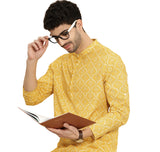 Rytras Men'S Cotton Printed Straight Kurta(Rytshirt06_Mustard_Large)