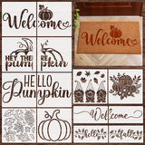 Gersoniel 14 Pieces Fall Pumpkin Stencils for Doormat Painting Hello Pumpkin Welcome Maple Leaf Word Stencils Kit for Craft Than