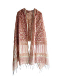 India Scarves Kalamkari Hand Block Chanderi Silk Dupatta Size 2.5 Mtr (Green) (Beige And Maroon, 2.5 Mtr)