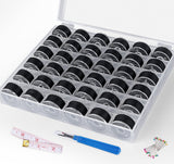 ilauke 36 pcs Black Bobbin Thread, Size A Prewound Sewing Thread Bobbins with Clear Storage Plastic Case Box Compatible with Bro