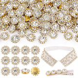 130 PCS 12MM Sew on Rhinestones For Bedazzling, White Crystal Flower Shape Claw Flatback Rhinestones for Crafting, Glass Rhinest