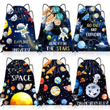 Paterr 12 Pcs Astronaut Drawstring Backpack for Kids