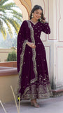 Wedani Georgette Anarkali Kurta Set With Dupatta For Women,Purple,2XL,Georgette,Anarkali,