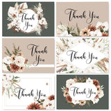 AnyDesign Boho Floral Thank You Cards Bulk 30 Pack Fall Rustic Greeting Cards with Stickers Envelopes Watercolor Flower Blank Ap