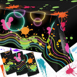 Tatuo 3 Pcs Neon Table Cloths 54'' x 108'' Glow in The Dark Table Cloths Plastic Neon Tablecloths Disposable Colorful Glow Party
