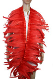 9 Color 2 Yard Long,10-12 inch Height Rooster Coque Feather Fringe Trim, for Skirt Dress Costume Roster Feather Trim (Red Color)