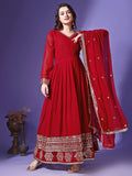 Wedani Faux Georgette Embroidered Anarkali Dress For Women (In Alpha M Regular Maroon),MAROON,M,Faux Georgette,anarkali,