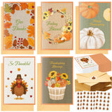 Motiskyy 50 Pack Thanksgiving Cards with Envelopes and Stickers Fall Greeting Cards Assortment 5 Designs Fall Leaves Turkey Pump