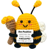Positive Crochet Animals Bee Gifts - Christmas Birthday Gifts for Women Men, Inspirational Gift for Friend Coworker Sister, Chri