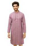 Manyavar Men's Lilac Purple Floral Buta Printed Kurta (M)