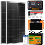 ECO-WORTHY 200 Watt 12V Complete Solar Panel Starter Kit for RV Off Grid with Battery and Inverter: 2pcs 100W Solar Panel + 30A