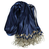 Beebel Navy Blue Lanyard Bulk Lanyards for Id Badges Flat Lanyard with Badge Clip Swivel Hook 50 Pack (Navy Blue)