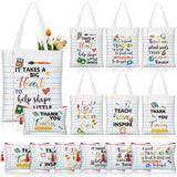 Paterr 12 Pcs Teacher Appreciation Gift for Women Back to School Gift Bags Canvas Teacher Tote Bag with Makeup Bag Notebook Styl