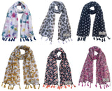 Fusfus WomenS Printed Chiffon Scarves And Stoles, Free Size(Multicolour, Fs1121) Pack Of 6 (Multicolor3)