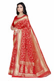Sugathari Womens Banarasi Saree Pure Kanjivaram Silk Saree Soft New Ladies 2023 Design Wear Pattu Sarees Latest Party Sari Collections With Blouse Piece For Wedding Sadi (San Pari-182 Red)