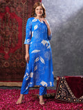 Anni Designer Women'S Rayon Blend Straight Printed Kurta With Pant (Anaar-Blue-Vks02_S_Blue_Small),Blue,S,,,