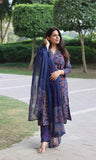 Gosriki Women'S Rayon Viscose Straight Printed Kurta With Pant & Dupatta (Momos Blue-Gs_S_Blue_Small),Blue,,B0DY819B36