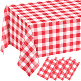 4 Pack Red and White Checkered Tablecloths Red Gingham Tablecloth Rectangular Disposable Plastic Red Plaid Table Cover for Parti