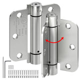 ISOKER 2-Pack Self Closing Door Hinges, 3.5 Inch Spring Loaded Door Hinges, Adjustable Tension for Exterior,Garage, Front Back D