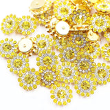 14mm 150pcs Crystals Lemon Yellow Glass Gems Sew on Rhinestones, Metal Base Claw Flatback Rhinestones for Crafting, Sunflower Sh
