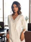 Libas Women'S Cotton Blend Solid Straight Kurta (29469O_Off White_M)