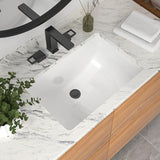 Mocoloo Undermount Bathroom Sinks 21 x 15 Inch Rectangle White Porcelain Ceramic Bathroom Sink 8 Inch Deep Basin with Overflow S