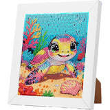 WEMEON Sea Turtles Diamond Art Kits for Kids with Frame, Sea Turtles Diamond Painting for Kids Ages 4-8-12, Animal Gem Art for K