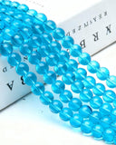 8mm Glass Beads 46PCS Glass Beads for Jewelry Making Charm Round Loose Bead for Bracelet Making Kit (Lake Blue Glass)