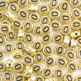 Yiizzxin 200Pcs Round Ancient Gold Letter O Beads,4x7mm Flat Vowel Letter-O Bead for Bracelets,Alphabet Beads for Jewelry Making