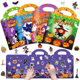 4 Sets Halloween Reusable Sticker Books for Toddlers 1-3, Arts Crafts for Toddler 3-5, Activity Books for Kids 2-4, Toddler Toys